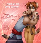 amber_eyes anthro brown_hair duo ear_piercing female glomp green_eyes hair holidays hug hugging_another piercing star tail tattoo y2k_(graphic_design) marvi_lim valentine's_day sienna_revan mammal mustelid musteline true_musteline weasel 2005 low_res