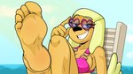 5_toes anthro barefoot bikini bikini_top blush body_blush breasts cleavage clothed clothing cloud day eyewear feet female foot_blush foot_focus heart_sunglasses heart_symbol humanoid_feet looking_at_viewer plantigrade smile soles solo sunglasses swimwear toes two-piece_swimsuit nasiri_(artist) brandy_and_mr._whiskers disney brandy_harrington canid canine canis domestic_dog mammal 16:9 hi_res widescreen