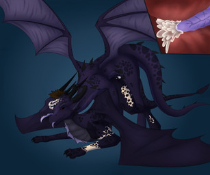 all_fours black_body black_markings black_sclera blue_eyes bodily_fluids brown_hair claws countershade_neck countershade_tail countershade_torso countershading cum cum_inside duo female female_feral feral feral_on_feral frill_(anatomy) gender_transformation genital_fluids genitals hair horn human_to_feral internal looking_at_another lying male male/female male_feral markings membrane_(anatomy) membranous_frill membranous_wings mid_transformation mtf_transformation nude on_front penis pupils purple_body purple_penis purple_tongue quadruped red_eyes sex sharp_teeth simple_background slit_pupils species_transformation spread_wings standing tail teeth tongue tongue_out transformation vein veiny_penis wings tomek1000 mythology ciel_(phoenix) tomek1000_(character) dragon mythological_creature mythological_scalie scalie 2017 colored story story_in_description