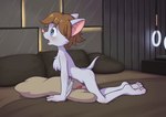 anthro bat_wings bed biped blue_eyes blush bodily_fluids brown_hair cheek_tuft chest_tuft cum cumshot ejaculation erection eyebrows facial_tuft furniture genital_fluids genitals glans grinding hair humanoid_genitalia humanoid_penis inside male masturbation membrane_(anatomy) membranous_wings nude on_bed open_mouth penile penile_masturbation penis pillow pillow_humping plantigrade short_hair side_view solo tongue tuft winged_arms wings young young_anthro young_male minum aiden_(battybatfirebrand) bat mammal 2025 absurd_res hi_res