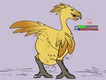 2021 abdominal_bulge ambiguous_gender ambiguous_pred anthro avian avian_butt avian_pred beak beak_lick belly big_belly biped bipedal_feral bird bodily_noises chocobo damage_numbers dialogue digestion digestion_noises english_text face_imprint fatal_vore feathers feral feral_pred final_fantasy final_fantasy_xiv flat_colors forced gameplay_mechanics gui hand_imprint health_bar hi_res imminent_death imprint licking licking_lips licking_own_beak licking_own_lips magic_bar narrowed_eyes negative_number number offscreen_character onomatopoeia open_beak open_mouth open_smile oral_vore rumbling_stomach sarek_aran_desian self_lick smile soft_vore solo sound_effects square_enix struggling tail tail_feathers talking_to_another talking_to_pred text tongue tongue_out vore yellow_beak yellow_body yellow_feathers