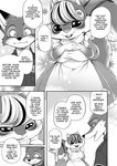 anthro blush bodily_fluids buckteeth canid canine clothed clothing comic dialogue disney dogear218 ellipsis english_text female fox fully_clothed fur hard_translated male mammal monochrome nick_wilde open_mouth open_smile red_fox rodent sciurid smile speech_bubble sweat sweatdrop teeth text third-party_edit translated true_fox zootopia