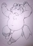 anthro belly blush bodily_fluids bulge clothing humanoid_hands kemono lying male navel nipples overweight overweight_male solo tears underwear young kita_9999 incubus! ink_incuberia canid canine mammal