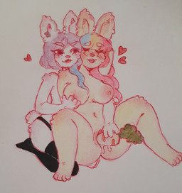 4_fingers 4_toes anthro areola bent_arm bent_legs black_clothing black_legwear black_stockings black_thigh_highs black_thong black_underwear blonde_hair blue_hair blush blush_lines bodily_fluids breasts buckteeth carrot carrot_dildo clitoris closed_smile clothed clothed_anthro clothed_female clothing dildo dildo_in_vagina dildo_insertion duo ear_piercing ear_ring ear_tuft eyebrow_through_hair eyebrows eyelashes eyes_closed feet female female_anthro fingers food fur genital_fluids genitals hair hand_behind_head heart_symbol hearts_around_head holding_breast holding_carrot holding_food holding_object holding_vegetable improvised_dildo improvised_sex_toy legwear lips long_ears long_hair looking_at_another looking_at_partner looking_pleasured medium_breasts medium_hair mouth_closed multicolored_hair navel nipples no_pupils nude nude_anthro nude_female open_mouth open_smile outline penetration piercing pink_areola pink_hair pink_nipples pink_nose plant purple_eyebrows purple_hair red_eyelashes red_eyes red_lips red_outline ring_piercing scut_tail sex_toy sex_toy_in_vagina sex_toy_insertion short_tail simple_background sitting smile smiling_at_another smiling_at_partner stockings tail tan_body tan_fur teeth thigh_highs thong toes topless topless_anthro topless_female translucent translucent_hair tuft underwear vaginal vaginal_fluids vaginal_fluids_on_carrot vaginal_fluids_on_object vaginal_penetration vegetable white_background white_body white_fur white_tail suzeart bunny_(suzeart) luna_(suzeart) lagomorph leporid mammal rabbit 2024 colored_pencil_(artwork) english_description hi_res traditional_media_(artwork)