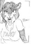 anthro clothing ear_piercing ear_ring fangs female fur hair inner_ear_fluff looking_at_viewer open_mouth piercing ring_piercing selfie shirt smile smiling_at_viewer solo teeth text tongue tongue_out tongue_piercing topwear tuft wide_eyed marcushunter brianna_jackson mammal mephitid skunk 2017 hi_res monochrome signature