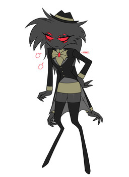 4_arms clothed clothing crossgender eyelashes female hat headgear headwear mtf_crossgender multi_arm multi_eye multi_limb simple_background solo white_background enaic31 hazbin_hotel hellaverse arackniss_(hazbin_hotel) arachnid arthropod demon humanoid spider absurd_res hi_res