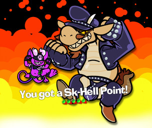 3_toes 5_fingers action_pose anthro assless_pants banknote belly big_ears black_background black_bottomwear black_clothing black_gloves black_handwear black_headkerchief black_headwear black_jacket black_kerchief black_neckerchief black_pants black_thong black_topwear black_underwear bottomwear brown_clothing brown_facial_hair brown_footwear brown_goatee brown_mustache brown_shoes bulge claws clothed clothing cuff_(restraint) currency_symbol dollar_sign duo facial_hair feet fingerless_gloves fingers fire fist footwear front_view gloves goatee grin grinning_at_viewer handwear headgear headkerchief headwear hidden_eyes horn jacket jumping kerchief leather leather_bottomwear leather_clothing leather_daddy leather_jacket leather_topwear looking_at_viewer male midair money money_in_thong mustache navel neckerchief neckwear pants pantsless pattern_clothing pattern_shirt pattern_topwear pointy_ears pose print_clothing purple_body purple_skin purple_tail raised_fist raised_hand red_eyes restraints sharp_teeth shirt shoes simple_background skull_symbol smile smiling_at_viewer spade_tail striped_clothing striped_shirt striped_topwear stripes studs symbol tail tan_body tan_skin teeth text thong toe_claws toes toothy_grin topwear underwear wavy_horn white_horn yellow_sclera yoshiemblem donkey_kong_bananza kings_of_hell mythology boone_(misterimp) bune_(kings_of_hell) demon dragon humanoid imp mythological_creature mythological_scalie scalie 2025 digital_media_(artwork) english_text hi_res