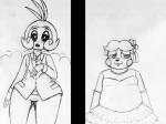 2015 4:3 accessory animatronic anthro avian beakless bear bird black_and_white black_tie_(suit) blush bow_(feature) bow_accessory bow_ribbon bow_tie chicken clothed clothing crossdressing dress duo female femboy five_nights_at_freddy's five_nights_at_freddy's_2 galliform gallus_(genus) hair hair_accessory hair_bow hair_ribbon hat headgear headwear inkyfrog machine male mammal monochrome phasianid ribbons robot scottgames simple_background sketch suit top_hat toy_chica_(fnaf) toy_freddy_(fnaf) traditional_media_(artwork) white_background