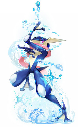 ambiguous_gender feet long_tongue membrane_(anatomy) pokemon_move pose red_eyes simple_background solo toes tongue water water_shuriken webbed_feet mikami49 nintendo pokemon generation_6_pokemon greninja pokemon_(species) 2015 hi_res