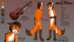 4_toes 5_fingers adolescent angry anthro arm_tuft blue_eyes brown_ears brown_hair brown_nose butt cheek_tuft chest_tuft claws countershade_face countershade_tail countershading defensive digitigrade dipstick_ears dipstick_tail ear_markings elbow_tuft facial_tuft featureless_crotch feet fingers fur fur_markings gloves_(marking) guitar hair leg_markings looking_at_viewer male markings multicolored_ears musical_instrument orange_body orange_fur paws plucked_string_instrument scar shoulder_blades shoulder_tuft showing_teeth simple_background socks_(marking) solo standing string_instrument tail tail_markings teeth text toes tuft uncomfortable uncomfortable_pose young kinipshun enton_fisher alderian canid canine fox mammal red_fox true_fox 16:9 absurd_res digital_drawing_(artwork) digital_media_(artwork) english_text flat_colors hi_res model_sheet widescreen