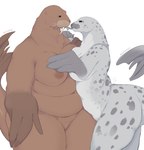 anthro brown_body brown_fur duo eye_contact featureless_crotch female female/female fin flippers fur grey_body grey_fur looking_at_another nude overweight overweight_anthro overweight_female scar tail tail_fin thick_thighs tusks voluptuous_anthro voluptuous_female whiskers galette mammal marine pinniped seal walrus absurd_res hi_res