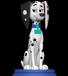 101_dalmatian_street 101_dalmatians 3d_(artwork) 3d_modeling 3d_print canid canine canis collar dalmatian delilah_(101_dalmatians) digital_media_(artwork) disney domestic_dog female feral hi_res looking_sideways mammal raised_tail sillytoys sitting smile solo spots stage tail white_body