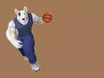 4_toes action_pose anthro ball barefoot basketball basketball_(ball) biceps big_muscles biped black_body black_claws black_fur black_markings black_nose blue_bottomwear blue_clothing blue_pants blue_shirt blue_topwear bottomwear brown_background claws clothed clothing eye_markings feet front_view fully_clothed fur grey_eyes holding_ball holding_object looking_at_viewer male markings multicolored_body multicolored_fur muscular muscular_anthro muscular_male pants pose running shirt simple_background snout solo standing tank_top toe_claws toes topwear two_tone_body two_tone_fur white_body white_fur monchi austin_roth bull_terrier canid canine canis domestic_dog hunting_dog mammal terrier 2013 4:3 digital_media_(artwork) digital_painting_(artwork) shaded soft_shading