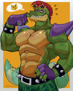 anthro body_hair male muscular muscular_male solo denmakug0 five_nights_at_freddy's five_nights_at_freddy's:_security_breach scottgames steel_wool_studios montgomery_gator alligator alligatorid crocodilian reptile scalie absurd_res hi_res