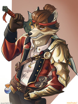 accessory angry anthro armor belt black_bottomwear black_clothing black_ears black_pants bottomwear brown_belt brown_clothing brown_gloves brown_hair brown_handwear clothed clothed_anthro clothing fully_clothed fully_clothed_anthro fur gloves gold_(metal) gold_armor gold_jewelry gold_necklace hair handwear headband jewelry knight looking_at_viewer male map melee_weapon multicolored_body multicolored_fur necklace orange_eyes pants potion red_clothing red_headband red_topwear runes shirt simple_background solo sword tan_body tan_fur teeth topwear warrior weapon white_clothing white_shirt white_topwear xleb0rezka canid canine fox mammal 2022 3:4 digital_drawing_(artwork) digital_media_(artwork) hi_res watermark