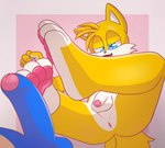 anthro anus countershade_feet countershading duo feet foot_fetish foot_focus foot_play foreskin genitals glans imminent_footjob male male/male pawpads paws penis pink_anus pink_glans young chionki sega sonic_the_hedgehog_(series) miles_prower sonic_the_hedgehog canid canine eulipotyphlan fox hedgehog mammal absurd_res hi_res