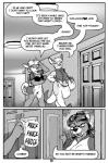 2015 adrian_gray ah_club ali_gray anthro bear biped bottomless breasts canid canine canis casual_exposure clothed clothing comic dialogue digital_media_(artwork) duo_focus english_text female fur group hildegard_rothschild kangaroo macropod mammal marsupial monochrome rick_griffin speech_bubble text wolf young young_anthro