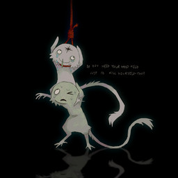 ambiguous_gender black_background bodily_fluids carrying_another closed_smile crying duo forehead_mark fur imminent_death imminent_suicide looking_at_another looking_up monotone_body monotone_fur mouth_closed one_eye_closed red_rope reflective_floor rope semi-anthro simple_background smile snot standing suicide sweat tail tears text white_body white_fur white_tail jejejunum fraid_(species) 1:1 2025 digital_drawing_(artwork) digital_media_(artwork) english_text hi_res