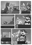 anthro camera duo female male male/female recording sex keovi canid canine canis domestic_dog herding_dog mammal pastoral_dog welsh_corgi collaboration comic greyscale monochrome