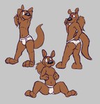 anthro barefoot black_nose blush briefs briefs_only brown_body brown_fur brown_hair bulge butt clothed clothing feet fur grey_background hair male open_mouth ponytail simple_background solo teeth_showing tighty_whities topless underwear underwear_only wedgie white_briefs white_clothing white_underwear otterdownunder ziggy_(otterdownunder) mammal mustelid otter hi_res