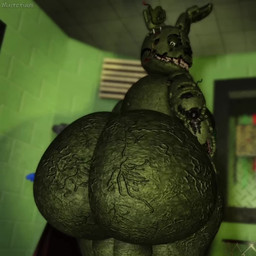 anthro backsack balls big_butt black_nose butt butt_focus fur genitals green_body green_fur long_ears looking_back machine male rear_view shaking_butt solo wire muitetium five_nights_at_freddy's five_nights_at_freddy's_3 scottgames springtrap_(fnaf) animatronic lagomorph leporid mammal rabbit robot 1:1 2026 3d_(artwork) 3d_animation animated digital_media_(artwork) english_description high_framerate loop no_sound short_playtime video