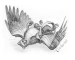 feral male solo felangrey mythology gabrielgryphon_(character) avian bird gryphon mythological_avian mythological_creature hi_res monochrome