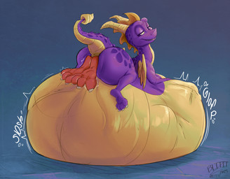 abdominal_bulge almost_fully_inside ambiguous_gender anal anal_vore belly big_belly butt claws duo feet feral feral_pred glorp hand_on_belly head_first horn huge_belly hyper hyper_belly looking_back membrane_(anatomy) membranous_wings purple_body purple_scales quadruped resting_on_belly rumbling_stomach scales slosh smile soft_vore tail tan_body tan_scales teeth vore wings blitzit activision european_mythology mythology spyro_the_dragon spyro dragon mythological_creature mythological_scalie scalie western_dragon 2025 hi_res signature