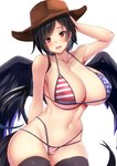 american_flag american_flag_bikini big_breasts bikini biped black_body black_clothing black_feathers black_hair black_legwear black_tail black_wings blush breasts cleavage clothed clothing cowboy_hat feathered_wings feathers female flag flag_bikini flag_clothing flag_print flag_swimwear front_view glistening glistening_body glistening_skin hair hat headgear headwear huge_breasts legwear light_body light_skin long_hair looking_at_viewer midriff monotone_body monotone_feathers monotone_hair monotone_tail navel nipple_outline open_mouth open_smile ponytail print_bikini print_clothing print_swimwear red_eyes simple_background skimpy smile solo standing string_bikini swimwear tail thigh_highs two-piece_swimsuit united_states_of_america white_background wide_hips wings ebi_193 touhou saki_kurokoma animal_humanoid equid equid_humanoid equine equine_humanoid humanoid mammal mammal_humanoid pegasus_humanoid winged_humanoid digital_media_(artwork) portrait three-quarter_portrait