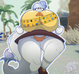 anthro big_breasts big_butt breasts bubble_butt butt camel_toe clothed clothing female fur hair huge_breasts huge_hips huge_thighs legwear looking_at_viewer non-mammal_breasts smile solo tail thick_thighs thigh_highs topwear white_body wide_hips lukazmx mythology peak_(videogame) blake_(lukazmx_oc) dragon mythological_creature mythological_scalie scalie digital_media_(artwork) hi_res