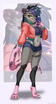 anthro bottomwear cellphone clothed clothing electronics female hotpants looking_at_viewer midriff navel phone shorts smartphone solo up1ter notde_(character) american_opossum mammal marsupial virginia_opossum absurd_res hi_res tagme