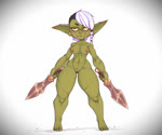 4_fingers 4_toes breasts brown_eyes ear_piercing fantasy feet female female_focus fingers genitals gladiator gladius green_body green_skin hair idle_animation melee_weapon muscular muscular_female nipple_piercing nipples nude one_eye_closed piercing pussy scar short_stack smile sword thick_thighs toes uri_v_art warrior weapon white_hair wink palewdas_arts palurdas_arts uri_(artist) goblin humanoid 2d_animation animated hi_res short_playtime webm