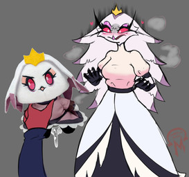 anthro beak bodily_fluids clothed clothed_anthro clothed_female clothed_male clothing cum cum_drip cum_on_plushie dripping eyebrows eyelashes female fingers first_person_view genital_fluids male male/female plushie plushophilia omegamax hellaverse helluva_boss sparkle_doll_onahole horn_(omegamax) stella_(helluva_boss) avian imp absurd_res hi_res