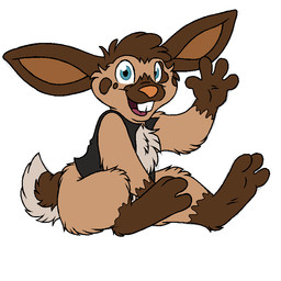 anthro biped bottomless buckteeth clothed clothing gesture looking_at_viewer male open_mouth semi-anthro sitting smile solo teeth topwear vest waving mizzyam spotted_bunny lagomorph leporid mammal rabbit 1:1 aliasing digital_media_(artwork) flat_colors