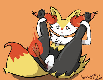 3_fingers 3_toes anthro anthro_penetrated arm_tuft biped black_body black_fur black_pawpads blush blush_lines bodily_fluids cheek_tuft chest_tuft dipstick_tail facial_tuft featureless_chest feet female female_anthro female_penetrated fingers fire flat_chested fluffy fluffy_tail front_view fur genital_fluids genitals humanoid_genitalia humanoid_vulva improvised_dildo improvised_sex_toy inner_ear_fluff legs_up looking_at_viewer markings multicolored_body multicolored_fur nude nude_anthro nude_female object_in_pussy open_mouth orange_background orange_body orange_eyes orange_fur orange_nose orange_tail pawpads penetration pointy_ears presenting prick_ears pubes reclining shoulder_tuft simple_background solo stick stick_in_pussy tail tail_markings text toes tuft two_tone_tail vaginal vaginal_fluids vaginal_object_insertion vaginal_penetration vulva white_body white_fur white_pubes yellow_body yellow_fur yellow_tail bonsugee nintendo pokemon braixen canid generation_6_pokemon mammal pokemon_(species) 2013 aliasing binary_drawing cel_shading digital_drawing_(artwork) digital_media_(artwork) full-length_portrait portrait shaded source_request unavailable_at_source url