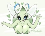 3_fingers antennae_(anatomy) anthro big_breasts blue_eyes breasts butt female fingers green_body green_heart green_text heart_symbol looking_at_viewer open_mouth open_smile pokemorph smile solo teeth text thick_thighs tongue white_sclera wide_hips wings latiar nintendo pokemon celebi generation_2_pokemon legendary_pokemon pokemon_(species) 2020 digital_media_(artwork) english_text