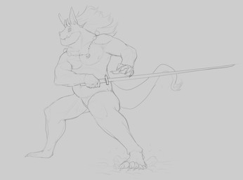 anthro belly big_belly claws fangs featureless_crotch holding_melee_weapon holding_object holding_sword holding_weapon horn male male_anthro melee_weapon mouth_closed muscular muscular_anthro muscular_male nude overweight overweight_anthro overweight_male pecs simple_background solo standing sword tail tail_tuft teeth toe_claws tuft weapon aduran mythology dragon mythological_creature mythological_scalie scalie absurd_res full-length_portrait hi_res monochrome portrait sketch