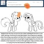 1:1 apple bitterplaguerat dialogue english_text equid equine fan_character female feral food friendship_is_magic fruit group hasbro horn horse loki_(bitterplaguerat) magic male mammal monochrome my_little_pony mythological_creature mythological_equine mythology plant pony simple_background sweetie_belle_(mlp) text unicorn