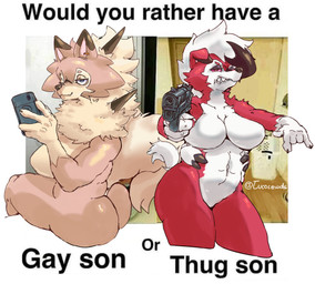 abs angry anthro big_breasts blue_eyes breasts butt cellphone countershading duo electronics eye_bags eyebrows eyelashes featureless_breasts female female/female fur gun half-closed_eyes huge_breasts inside looking_at_viewer misgendering multicolored_body multicolored_fur narrowed_eyes nude phone photo_background piercing ranged_weapon red_body red_eyes red_fur ring_piercing smug smug_face snarling spikes weapon white_body white_fur wide_hips tucolewds nintendo pokemon canid canine generation_7_pokemon lycanroc mammal midday_lycanroc midnight_lycanroc pokemon_(species) 2022 absurd_res hi_res meme mixed_media photography_(artwork) portrait three-quarter_portrait