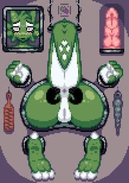 anal_beads anthro anus blush bodily_fluids dildo feet female genitals green_body green_scales hand_on_butt picture_frame raised_tail scales scared sex_toy soles solo spread_anus spreading sweat tail through_wall toes vulva white_body white_scales wooden_board hantanyaw44 hanta kobold scalie absurd_res animated digital_media_(artwork) hi_res pixel_(artwork) pixel_animation