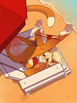 4_toes anthro anus bangs barefoot beach beach_chair beach_umbrella big_pupils bikini bikini_bottom_down bikini_down bikini_removed bird's-eye_view blonde_eyebrows blonde_hair blue_eyes blush blush_lines blushing_at_viewer brown_blush brown_body brown_ears butt chair claws clothed clothed_anthro clothed_female clothing countershade_butt countershade_face countershade_feet countershade_hands countershade_legs countershade_neck countershade_torso countershading cute_fangs day dipstick_tail eyebrows fangs feet female female_anthro finger_claws fingers furniture genitals gradient_body grey_inner_ear grin grinning_at_viewer hair high-angle_view hindpaw humanoid_genitalia humanoid_hands humanoid_vulva inner_ear_fluff iris lifeguard lifeguard_swimsuit lifeguard_tower light long_tail looking_at_viewer markings monotone_bikini monotone_clothing monotone_hair monotone_swimwear multicolored_body on_chair one_fang orange_body orange_tail parasol partially_clothed partially_clothed_anthro partially_clothed_female pawpads paws pink_nose pink_pawpads pink_vulva plantar_flexion plantigrade plantigrade_pawpads pose presenting presenting_vulva pupils red_bikini red_clothing red_swimwear sea seaside shadow smile smiling_at_viewer solo sunlight swimwear swimwear_down tail tail_markings teeth three-quarter_view toes tuft two-piece_swimsuit vulva water white_body white_claws white_countershading white_inner_ear_fluff white_markings white_sclera white_tail_tip white_tuft merlinmakes freyja_(merlin) domestic_cat felid feline felis mammal 2023 3:4 absurd_res english_description full-length_portrait hi_res pinup portrait shaded