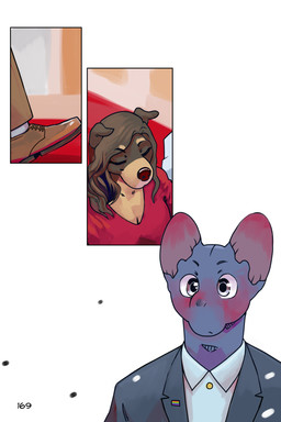 anthro biped clothed clothing female flushed formal_clothing fully_clothed group hairless male pride_color_flag pride_pin wedding bastriw pato_(bastriw) canid canine canis domestic_cat domestic_dog felid feline felis mammal 2:3 comic hi_res