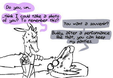 2_horns after_sex anthro blush blush_lines bodily_fluids camera clothed clothed_anthro clothed_male clothing color_coded color_coded_speech_bubble dialogue duo eyes_closed eyewear female fully_clothed fully_clothed_anthro fully_clothed_male glasses glasses_in_mouth head_on_pillow head_tuft holding_camera holding_object horn larger_female linked_speech_bubble lying male male/female nude nude_anthro nude_female on_back pillow round_glasses simple_background size_difference smaller_male smile speech_bubble sweat sweatdrop text tuft white_background the_weaver pack_street betty_(weaver) unnamed_character antelope bovid canid canine canis dik-dik mammal true_antelope wolf 2026 comic digital_drawing_(artwork) digital_media_(artwork) english_description english_text spot_color