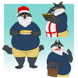 anthro apron basket belly berry big_belly book bottomwear christmas_clothing christmas_headwear claws clothed clothing container english_flag eyewear fangs food fruit fur glasses hat headgear headwear holding_book holding_food holding_object holidays looking_at_viewer male mouth_closed obese obese_anthro obese_male open_book overweight overweight_anthro overweight_male paws plant santa_hat shirt shorts smile solo standing tail tail_motion tailwag teeth topwear pokelai christmas intermarche_unloved albert_(intermache_unloved) canid canine canis mammal wolf 1:1 2025 multiple_images multiple_scenes