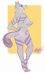 anthro breasts butt female looking_at_viewer nude smile solo standing dominate_(artist) canid canine mammal 2017 sketch