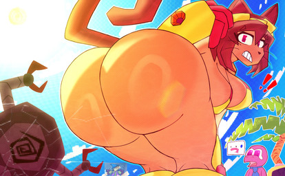 anthro big_breasts big_butt breasts brown_hair butt clothed clothing duo exclamation_point eyewear female female_anthro female_focus goggles group hair looking_at_viewer machine male solo_focus tail trio lefemdoc gameoverse glitch_productions gobbles_(gameoverse) kaboodle_(gameoverse) kit_bodega dinosaur domestic_cat felid feline felis mammal prehistoric_species reptile robot scalie 2026 absurd_res digital_drawing_(artwork) digital_media_(artwork) hi_res