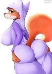 absurd_res anthro big_breasts big_butt breasts butt canid canine clothed clothing disney female fox gatotorii hi_res holding_butt looking_at_viewer looking_back looking_back_at_viewer maid_marian mammal rear_view red_fox robin_hood_(disney) solo text true_fox url
