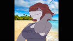 anthro areola beach big_breasts black_background breasts clothed clothing female hair lips looking_at_viewer non-mammal_breasts red_hair seaside sharp_teeth shirt simple_background smug solo tank_top teeth text text_on_clothing text_on_shirt text_on_topwear thick_bottom_lip topwear water wet wet_clothing idel the_princess_jessie fish marine shark 16:9 animated english_text hi_res no_sound short_playtime webm widescreen