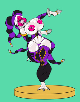 big_breasts breasts dagger feet female genitals hair huge_breasts humanoid_pointy_ears hypnosis jester knife latex lips melee_weapon mind_control nipples pierrot pink_eyes pink_hair pink_lips pointy_ears simple_background smile solo thick_thighs toony vulva weapon white_body white_skin wide_hips mccrazy beaujolais_(vladimirpootis) alien humanoid 2019 hi_res