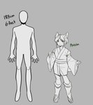 absurd_res animal_humanoid canid canid_humanoid canine canine_humanoid chart digital_drawing_(artwork) digital_media_(artwork) female fox_humanoid foxtrot_(glacierclear) glacierclear greyscale height_chart hi_res humanoid mammal mammal_humanoid matcha_green_tea_(glacierclear) monochrome