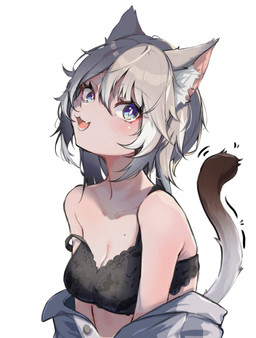 blue_eyes blush bra cat_smile cat_tail clothing dipstick_tail female grey_hair hair lace_bra looking_at_viewer markings simple_background smile solo tail tail_markings underwear hirururin cipher_(honkai:_star_rail) animal_humanoid cat_humanoid felid felid_humanoid feline feline_humanoid humanoid mammal mammal_humanoid hi_res